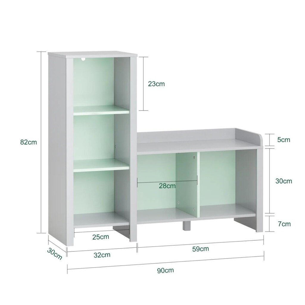 Lastetoa põrandakapp 90x30x82cm rohline/hall цена и информация | Lastetoa riiulid | kaup24.ee