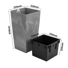 Цветочный горшок 49 л, имитация бетона, высота 61 см, пластиковый цветочный горшок, квадратная бетонная конструкция, серый бетон цена и информация | Вазоны | kaup24.ee