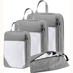 Компрессионный чехол Packing Cubes для багажных сумок, 4 части, серый цена и информация | Чемоданы, дорожные сумки | kaup24.ee