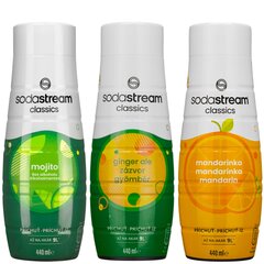 3x Sodastream siirup 440ml Mojito + Ginger Ale + Mandariin hind ja info | Mulliveemasinad | kaup24.ee