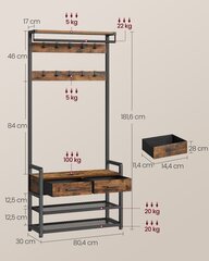 Riidenagi koos jalanõuderiiuliga, 30x80,4x181,6cm, vintage pruun цена и информация | Комплекты в прихожую | kaup24.ee