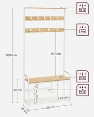 Jalanõuriiulitega riidenagi 32 x 70 x 175cm valge/beez цена и информация | Комплекты в прихожую | kaup24.ee