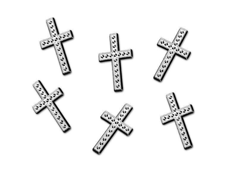 Dekoratsioon Cross, hõbedane, 27mm (1 pakk/ 25 tk) hind ja info | Peokaunistused | kaup24.ee