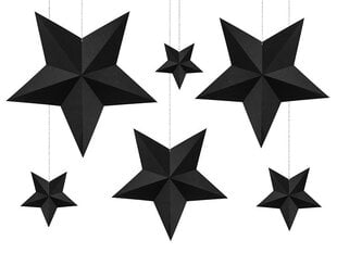 Dekoratsioonid Stars, mustad (1 pakk / 6 tk) цена и информация | Праздничные декорации | kaup24.ee