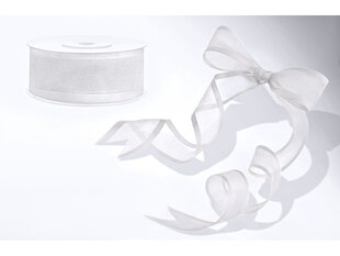Декоративная лента, белая, 25 мм/25 м (1 шт/ 25 м) цена и информация | Подарочные упаковки | kaup24.ee