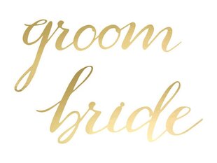 Tooli dekoratsioon Bride Groom, kuldne, 35x17cm (1 pakk / 2 tk) hind ja info | Peokaunistused | kaup24.ee