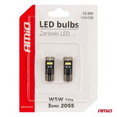 Светодиодные лампы canbus T10e W5W 3*2055 SMD белые 12/24В цена и информация | Автомобильные лампочки | kaup24.ee