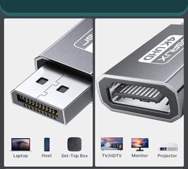 JSAUX 4K DisplayPort - HDMI адаптер, 2 части - серый цена и информация | Адаптеры и USB-hub | kaup24.ee