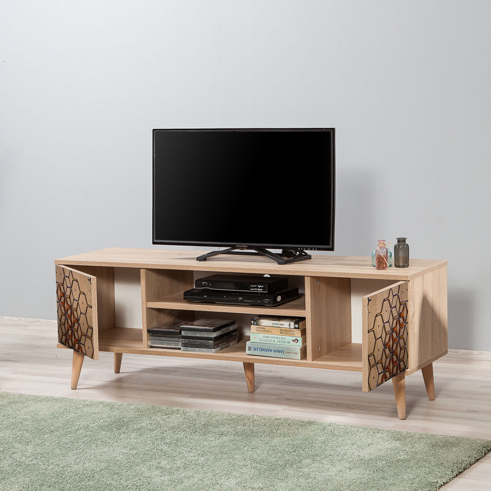 TV-laud Selsey Smartser 140 cm, pruun/kollane hind ja info | TV alused | kaup24.ee