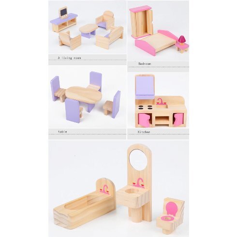 Puidust nukumaja "Pink Dollhouse" hind ja info | Tüdrukute mänguasjad | kaup24.ee