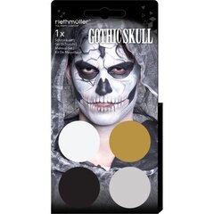 Näogrimm Gothic Skull, komplekt 4värvi pinsliga hind ja info | Karnevali kostüümid | kaup24.ee