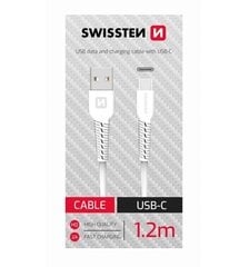 Kaabel Swissten Type-C USB 1.2M Valge hind ja info | Mobiiltelefonide kaablid | kaup24.ee