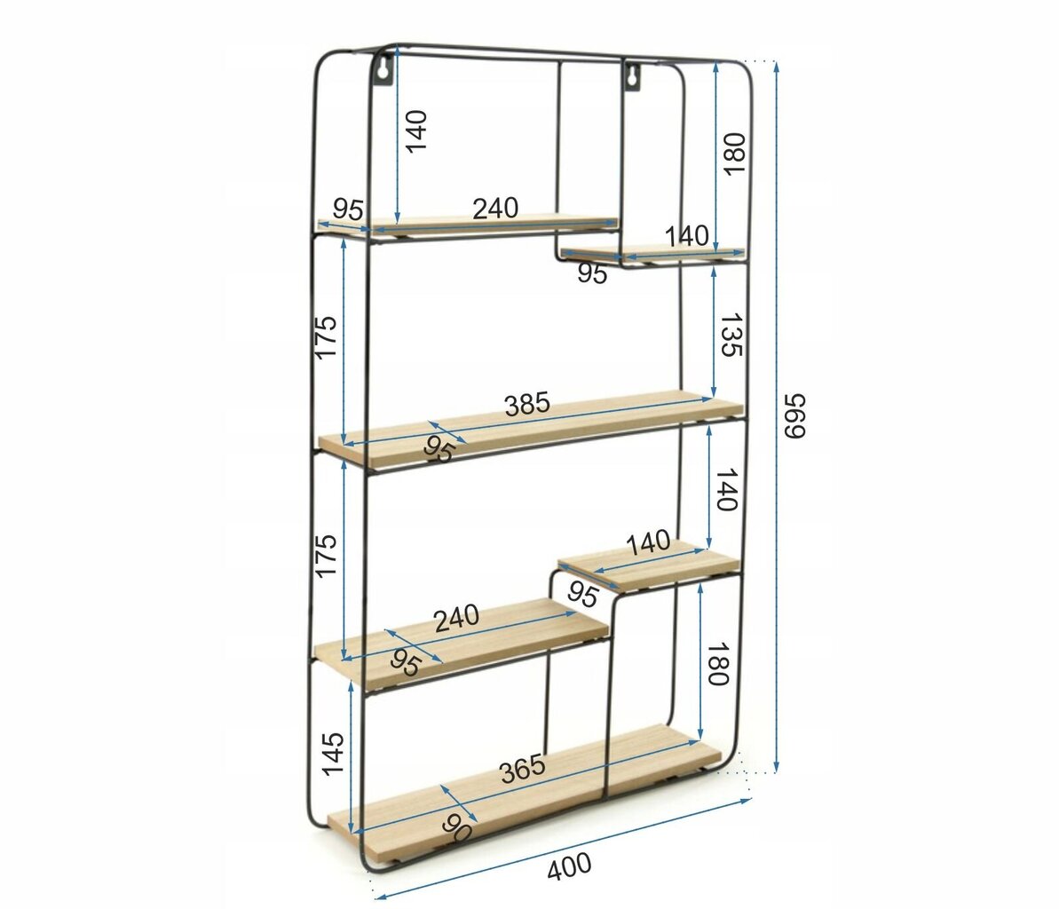 Seinariiul Loft Metal Black Industrial 70 x40cm SG1810-03 цена и информация | Kapid | kaup24.ee