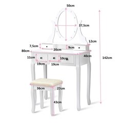 Kosmeetikalaud KS165LED light pehme tooliga, valge hind ja info | Meigilauad | kaup24.ee