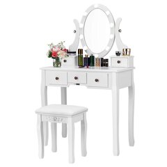 Kosmeetikalaud KS165LED light pehme tooliga, valge цена и информация | Туалетные столики | kaup24.ee