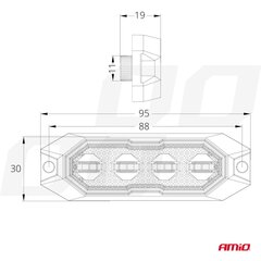 Тонкая мигалка на решетку 12/24В 4*3Вт LED R65 R10 30*95см цена и информация | Дополнительные принадлежности | kaup24.ee