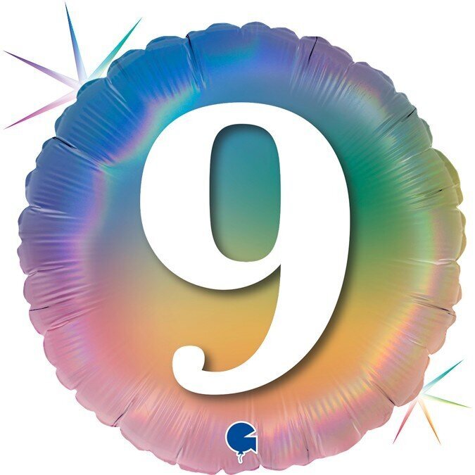 Happy "9" Colourful Rainbow õhupall hind ja info | Õhupallid | kaup24.ee