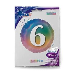 Happy "6" Colourful Rainbow õhupall hind ja info | Õhupallid | kaup24.ee