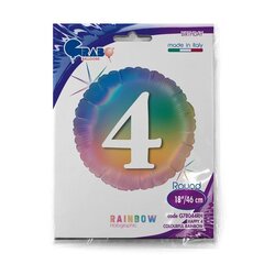 Happy "4" Colourful Rainbow õhupall hind ja info | Õhupallid | kaup24.ee