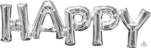 Shape Phrase "Happy" silver 76 x 25 cm hind ja info | Õhupallid | kaup24.ee