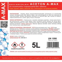 Acetone solvent remover A-MAX 5L цена и информация | Очистители | kaup24.ee