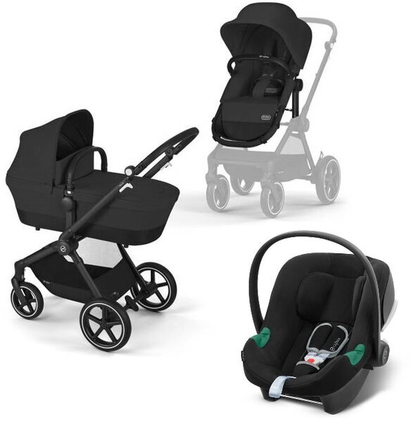 Cybex Eos Basic 3w1 lapsevankri raam must + adapterid + Aton B2 I-Size iste Moon must цена и информация | Vankrid, jalutuskärud | kaup24.ee