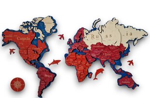 3D maailmakaart, suurus L hind ja info | Maailmakaardid | kaup24.ee