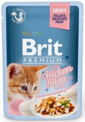 Brit Premium Cat Fillets in Gravy Kitten noortele kassipoegadele koos kanaga, 24x85 g hind ja info | Konservid kassidele | kaup24.ee