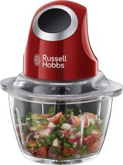 Электрическая кухонная мясорубка Russell Hobbs, мини-красная, стеклянная банка с крышкой, 500 мл цена и информация | Столовые и кухонные приборы | kaup24.ee