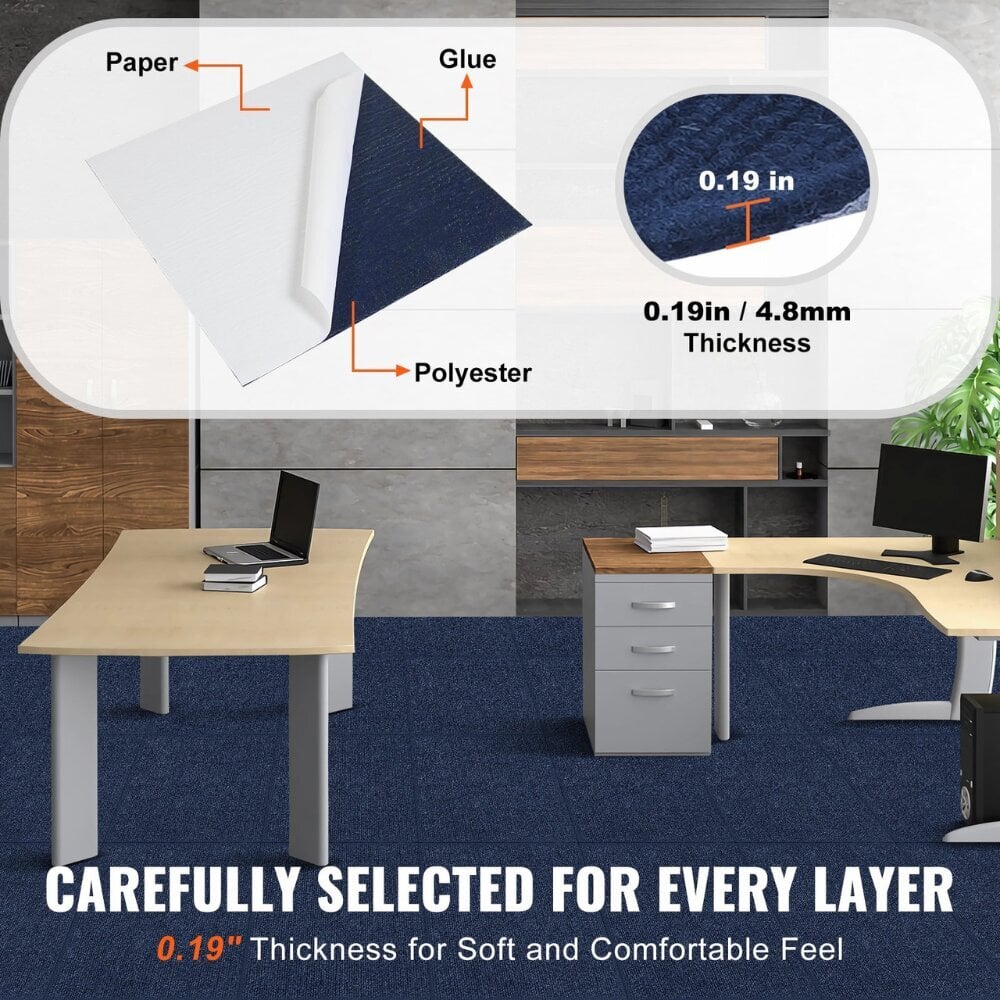 Isekleepuvad vaipkatte põrandaplaadid Vevor, 610x610 mm, 15 tk hind ja info | Vaibad | kaup24.ee