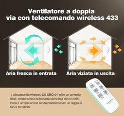 SBONNI 100 mm- väljatõmbeventilaator, kaugjuhtimispuldiga, 2 suunda, 2 kiirust ja LED hind ja info | Vannitoa ventilaatorid | kaup24.ee
