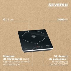 SEVERIN induktsioonpliit 2000W, klaaskeraamiline, reguleeritava termostaadiga kuni 240°C, must, KP 1071 hind ja info | Pliidiplaadid | kaup24.ee