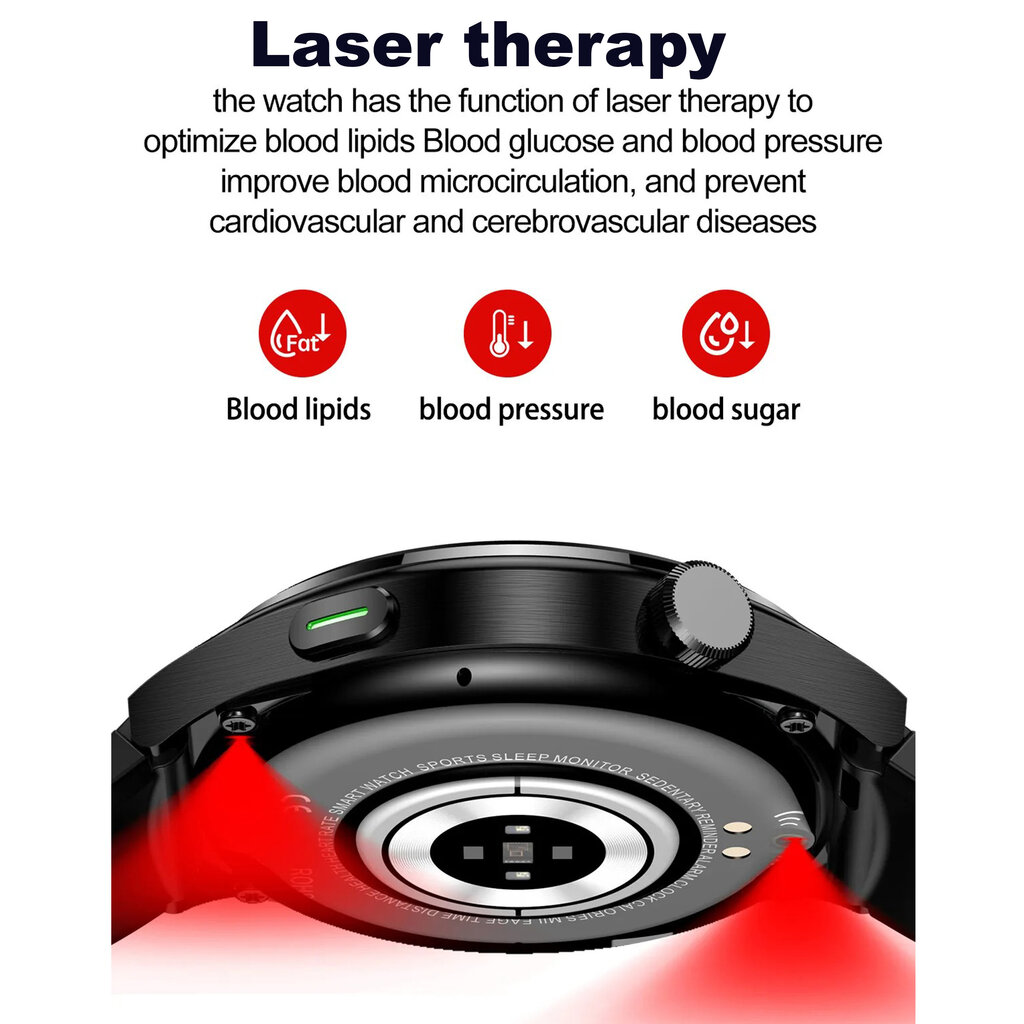 Unisex nutikell 1,46-tollise (3,7 cm) ekraani ja laserfüsioteraapiaga LIVMAN F320 hind ja info | Nutikellad (smartwatch) | kaup24.ee