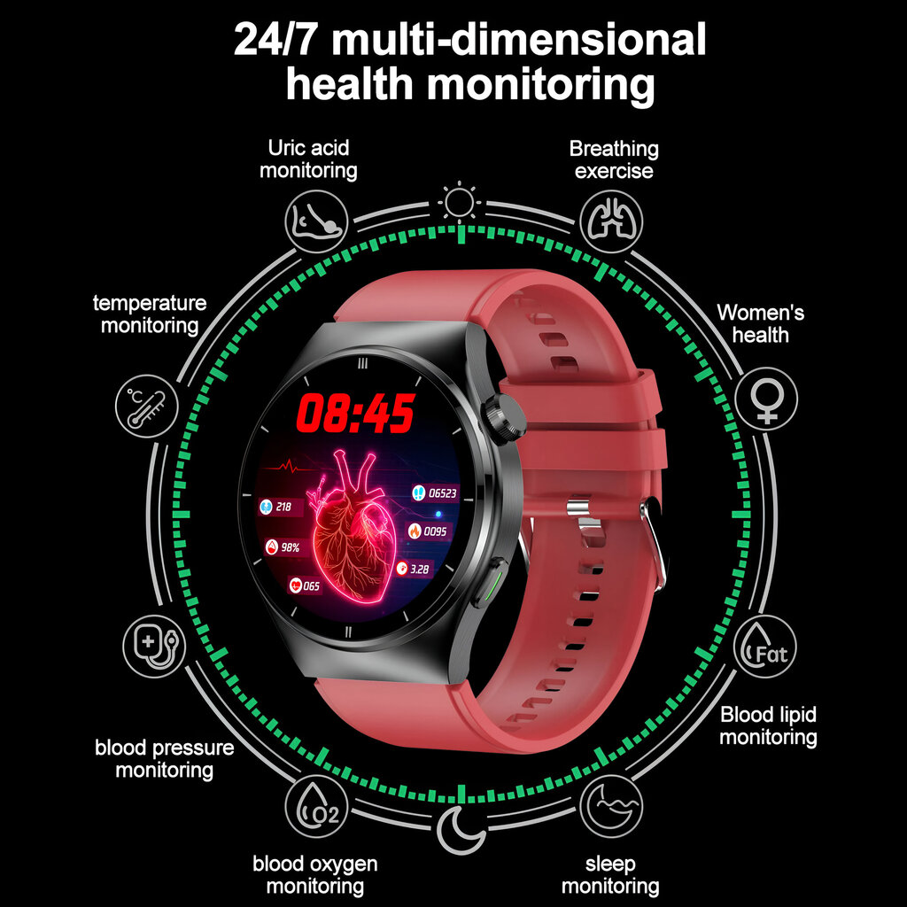 Unisex nutikell 1,46-tollise (3,7 cm) ekraani ja laserfüsioteraapiaga LIVMAN F320 hind ja info | Nutikellad (smartwatch) | kaup24.ee