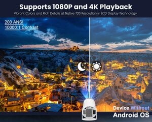 Мини-проектор Magcubic поддерживает 4K и Full HD 1080P, вращающийся на 180° цена и информация | Проекторы | kaup24.ee