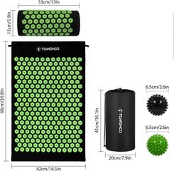 TOMSHOO akupressuurikomplekt - must ja roheline, 68 x 42 cm hind ja info | Massaažikaubad | kaup24.ee