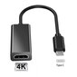 iLike HD7 USB-C pistiku HDMI 4K naissoost heli- ja videokaabli adapter 10 cm - Must hind ja info | USB jagajad, adapterid | kaup24.ee