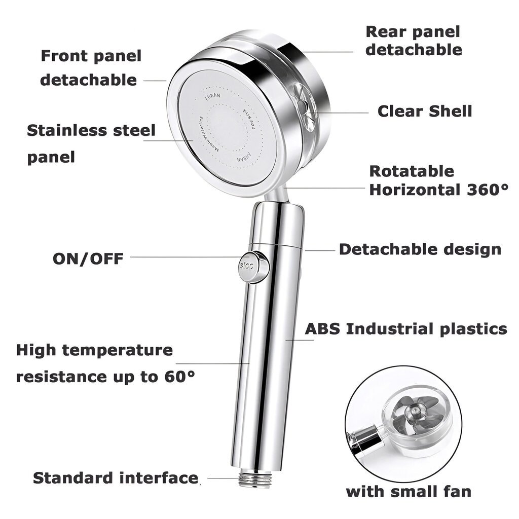 88 auguga 360° pöörlev dušiotsik; 88 holes 360° rotating shower nozzle, LIVMAN H10 цена и информация | Segistid ja lisatarvikud | kaup24.ee