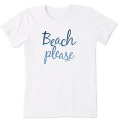 Женская футболка LIFE IS GOOD Beach Please T-Shirt - Свобода и стиль белый размер L цена и информация | Женские футболки | kaup24.ee