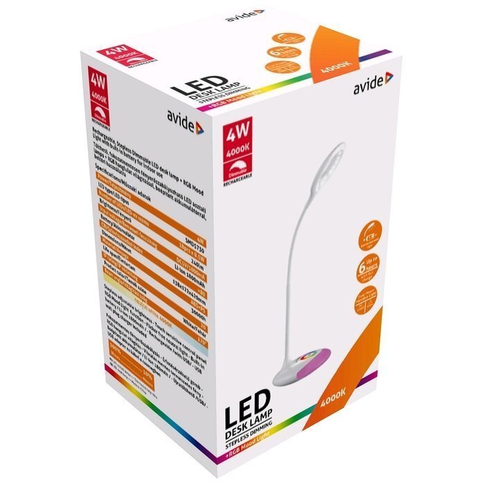 Laetav LED laualamp Avide 4W RGB valge hind ja info | Laualambid | kaup24.ee