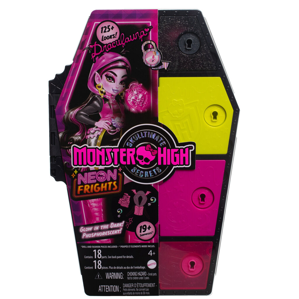 Monster High® kirstukujuline üllatuskapp, neoonseeria Draculaura HNF78 цена и информация | Tüdrukute mänguasjad | kaup24.ee