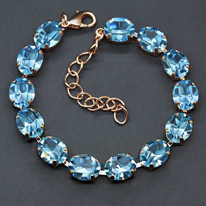 Käevõru naistele DiamondSky "Venus II (Aquamarine Blue)“ Swarovski kristallidega цена и информация | Käevõrud, käeketid | kaup24.ee