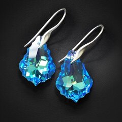 Серебряные серьги "Барокко IV (Aquamarine Blue AB)" с кристаллами Swarovski™ цена и информация | Серьги | kaup24.ee