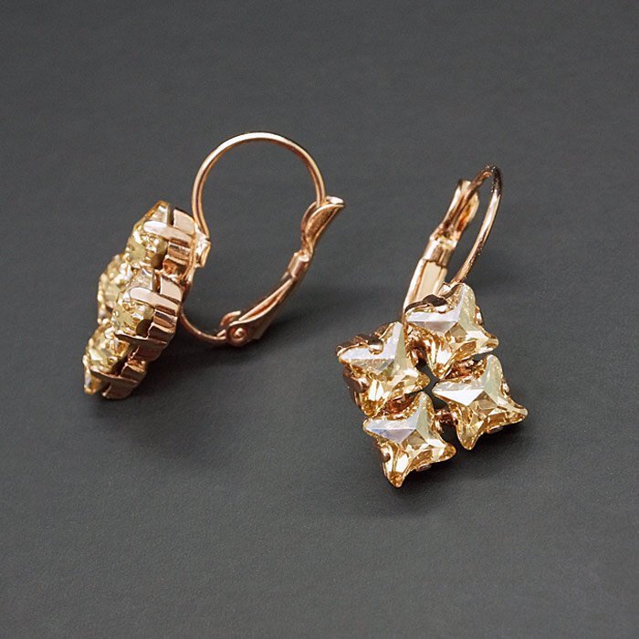 Naiste kõrvarõngad DiamondSky "Crystal Twister (Golden Shadow)" Swarovski kristallidega цена и информация | Kõrvarõngad | kaup24.ee