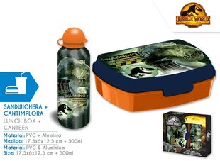 "jurassic world" alumiiniumpudel 500 ml + brunch box hind ja info | Toidu säilitusnõud | kaup24.ee