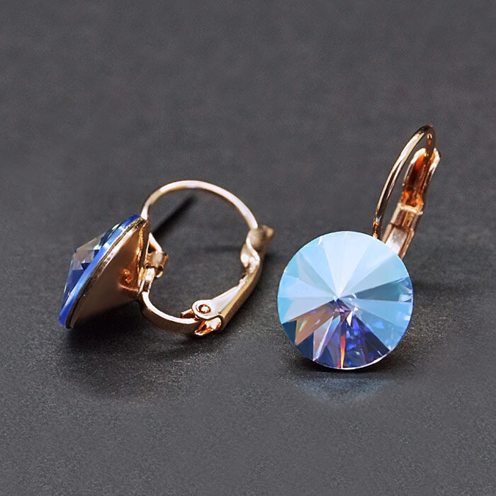 Naiste kõrvarõngad DiamondSky „Clarice II (Sapphire Shimmer)“ koos Swarovski kristallidega hind ja info | Kõrvarõngad | kaup24.ee