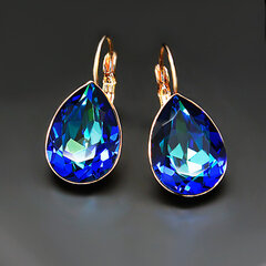 Kõrvarõngad Crystal Drop II (Bermuda Blue) Swarovski kristallidega hind ja info | Kõrvarõngad | kaup24.ee