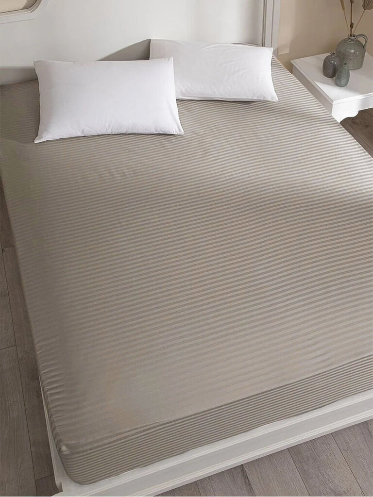 Premium Stripe beež satiinpuuvill, 4-osaline voodipesukomplekt, Karna Home Hotel Line, 200x220 цена и информация | Voodipesu | kaup24.ee