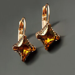 Earrings "Crystal Rhombus II (Topaz Dorado)" with Crystals From Swarovski™ hind ja info | Kõrvarõngad | kaup24.ee