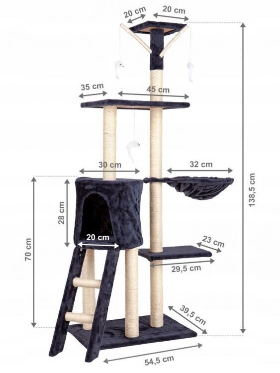 Kassikraabits majaga 138cm xl цена и информация | Kassi kraapimispuud | kaup24.ee